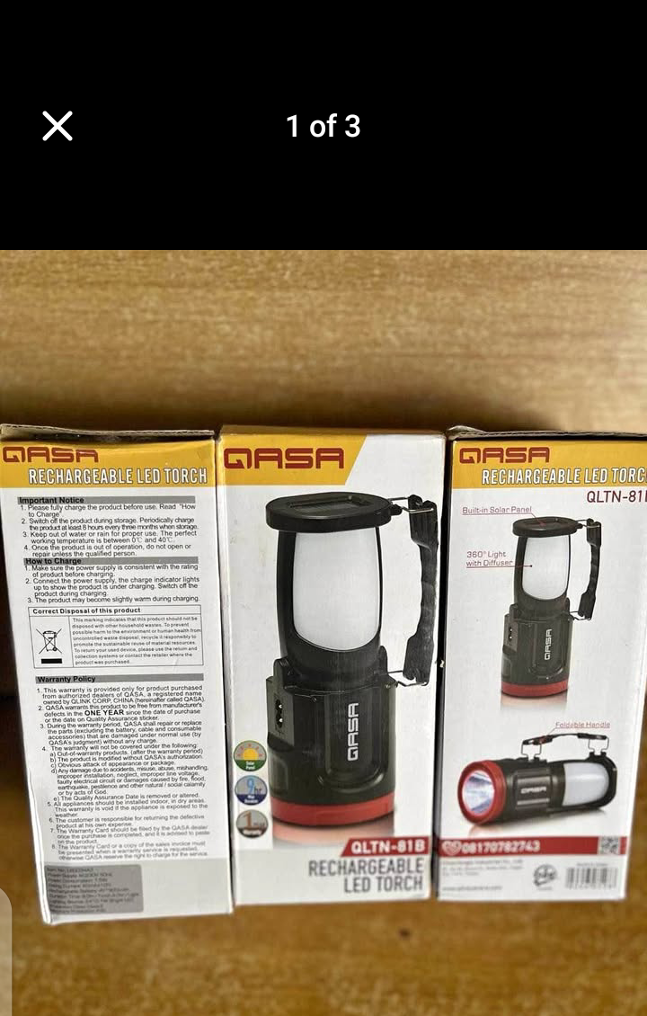 QASA 1.5W RECHARGEABLE LED TORCH/ LANTERN