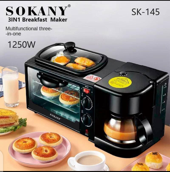 SOKANY 3IN1 MULTIFUNCTION 1050WATTS BREAKFAST MAKER