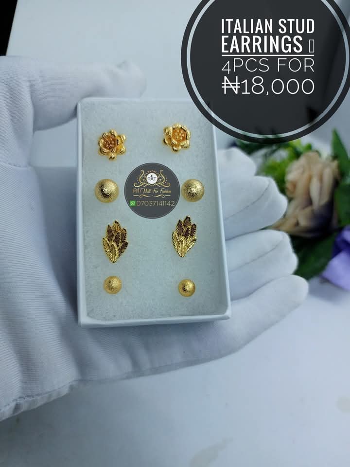 Italian Gold Plated Stud Earrings