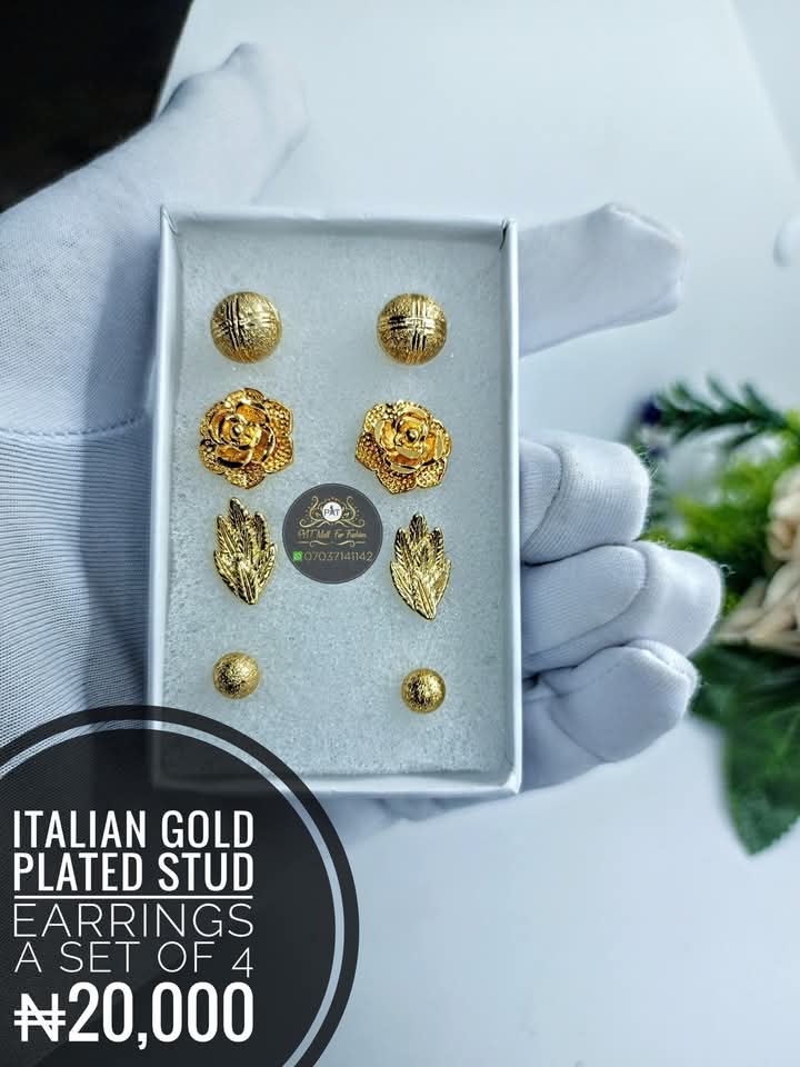Italian Gold Plated Stud Earrings