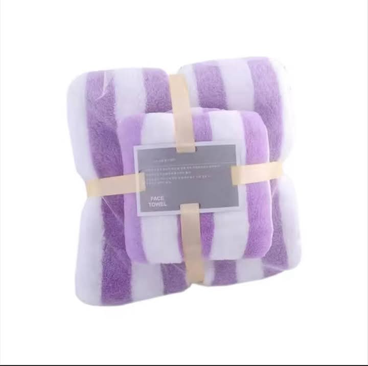 Wide Stripe Coral Fleece Towel 