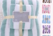 Wide Stripe Coral Fleece Towel 