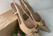 Zara nude slingback shoes with kitten heels 