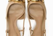 Zara nude slingback shoes with kitten heels 