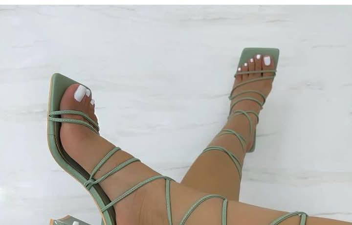 Light GREEN lace-up Sandals 