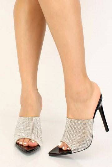 Luxury black Shoe with rhinestones 