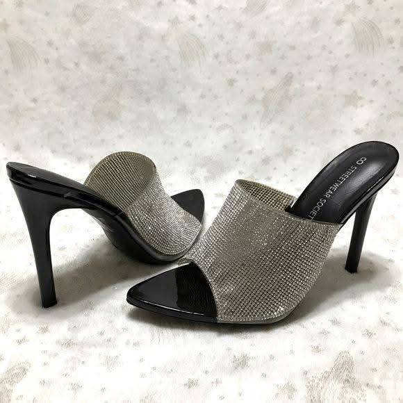 Luxury black Shoe with rhinestones 