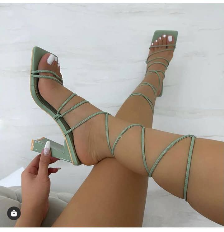 Light GREEN lace-up Sandals 