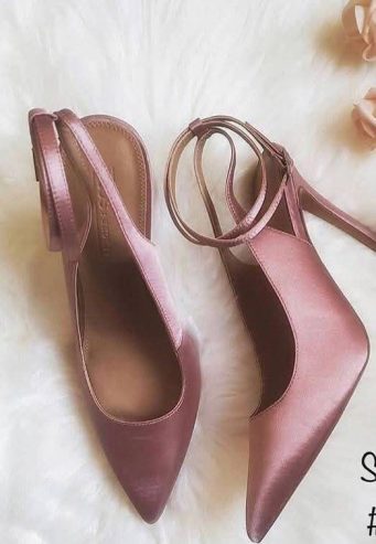 Brown satin lace-up Court Shoe