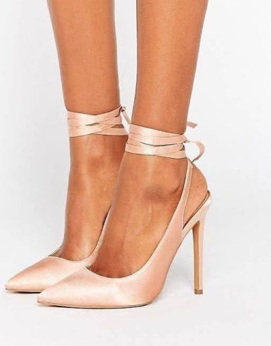 Brown satin lace-up Court Shoe