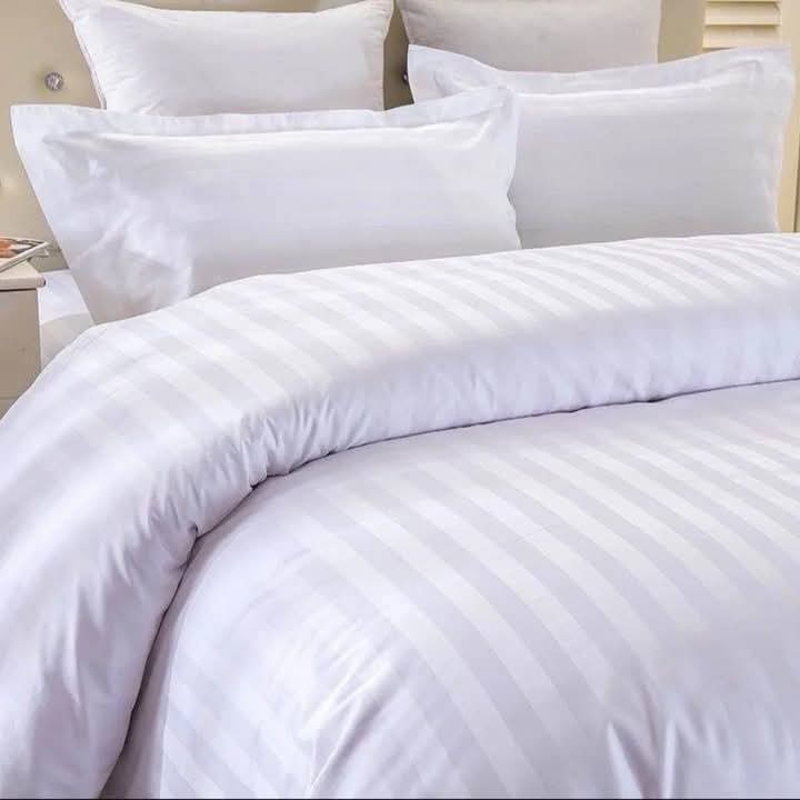 AMERICAN PLAIN POLISH WHITE BEDSHEET SET(HOTEL STANDARD, PURE LUXURY)