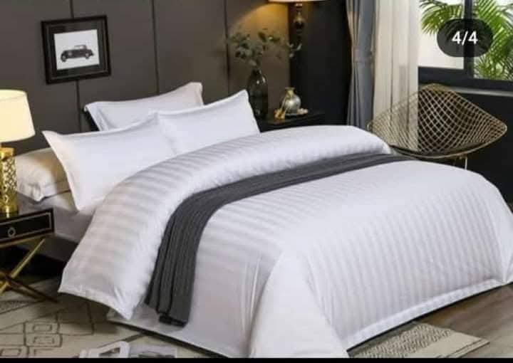 AMERICAN PLAIN POLISH WHITE BEDSHEET SET(HOTEL STANDARD, PURE LUXURY)