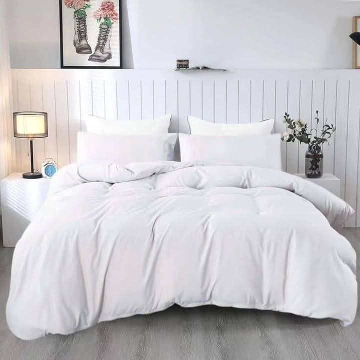 AMERICAN PLAIN POLISH WHITE BEDSHEET SET(HOTEL STANDARD, PURE LUXURY)